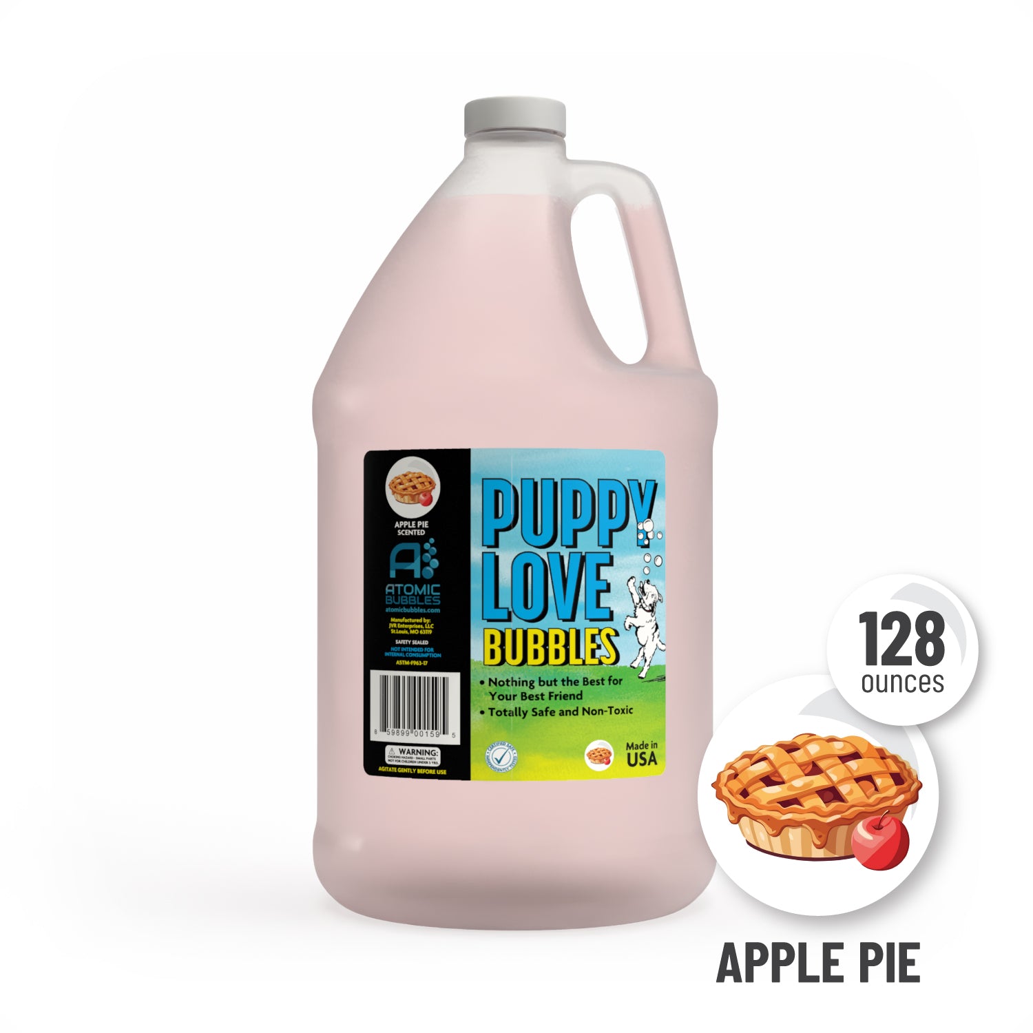 Apple Pie Scented Dog Bubbles 128oz Gallon | Puppy Love by Atomic Bubbles