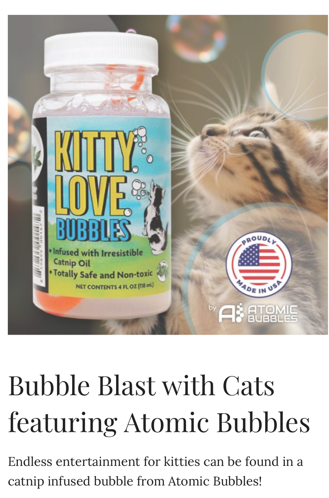 Kitty Love Bubbles featured in Beauty News NYC