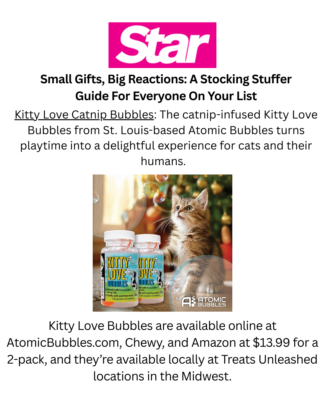 Atomic Bubbles featured in Star Magazine