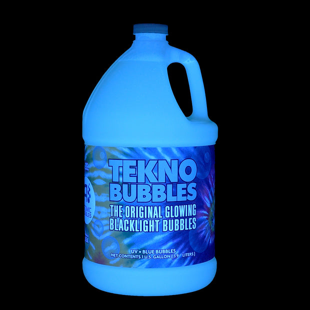 Gallon of Tekno Bubbles® Blue under blacklight